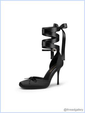 Women's Ballet High Heels Square Toe Stiletto Lace-Up Pumps